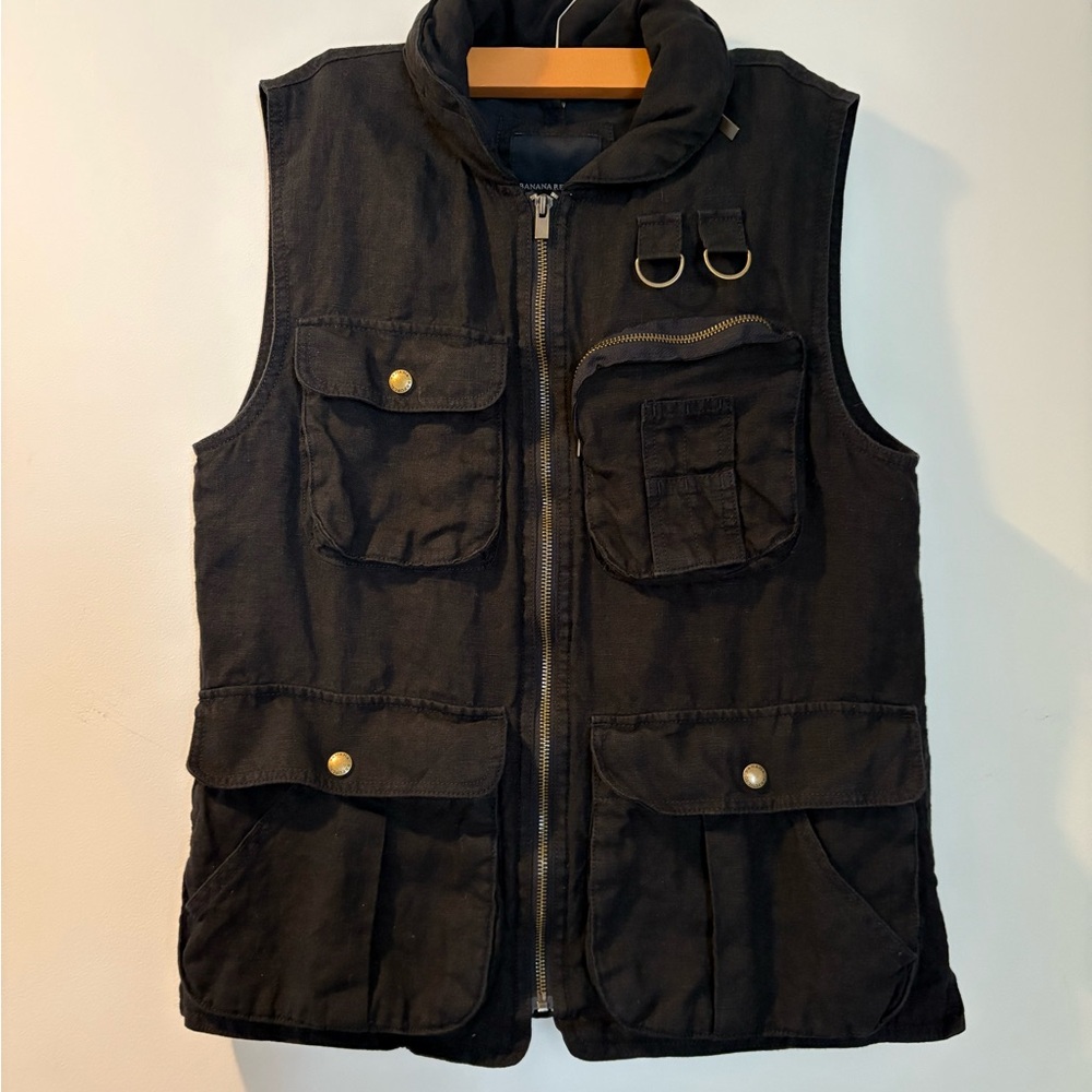 Banana Republic Charcoal Utility Vest – Multiple Pockets – Size M